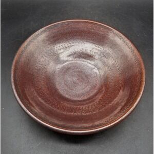 Studio Pottery Hand Thrown Red Brown Glazed Stoneware Footed Bowl 6.25" Signed